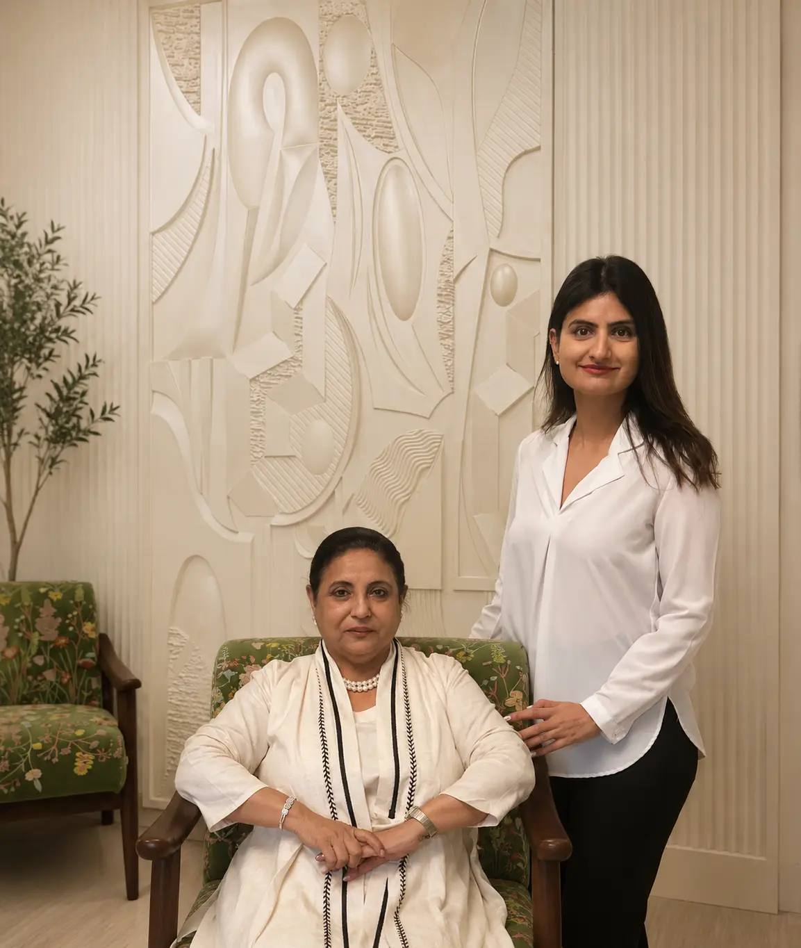 Dr. Rita and Sakshi walking through the laboratory together, editorial